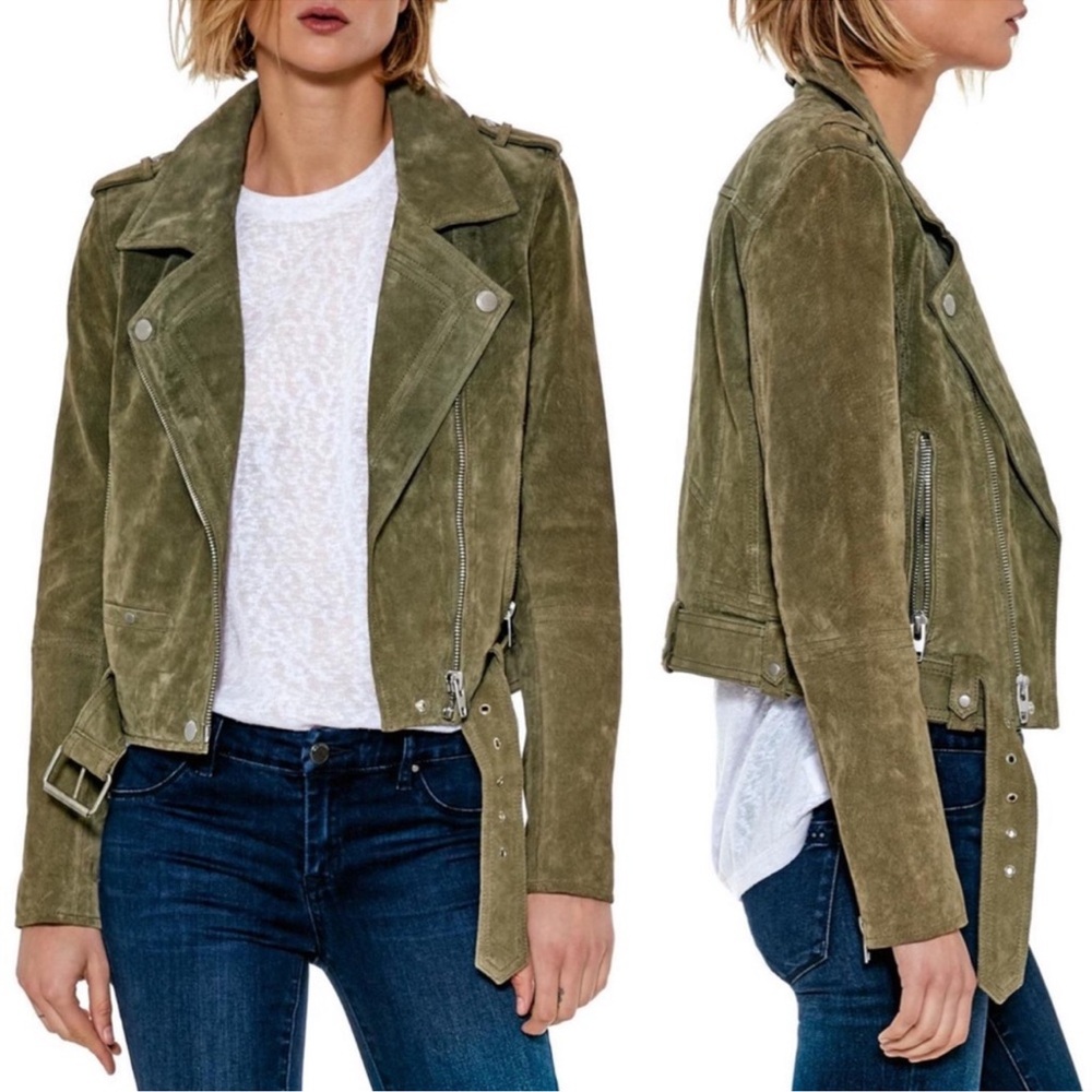 Blank NYC Olive Suede Biker Jacket